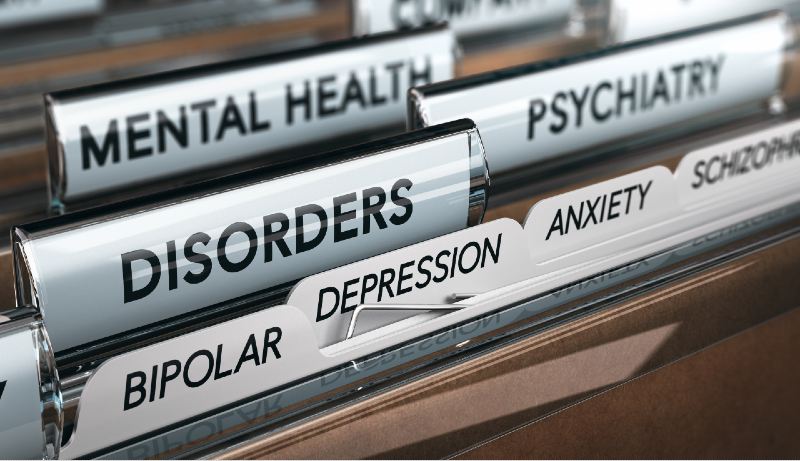 Mental health concept. File with a list of psychiatric disorders-Health Issues of Retirees