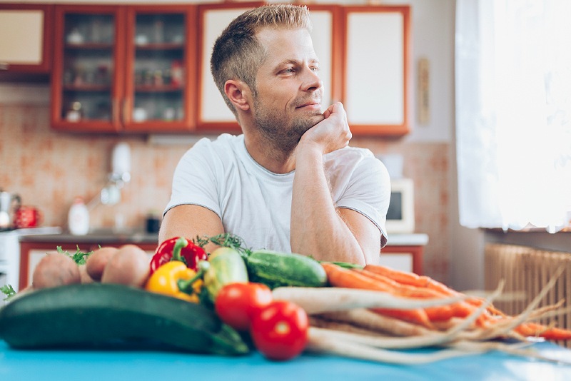 young man home on healthy diet | retirement age