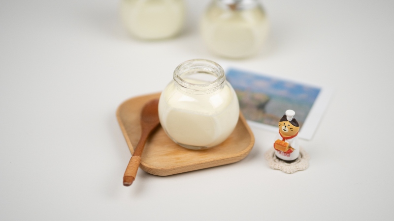 Fresh Homemade Yogurt in Jar on Wooden Saucer | Foods for Diabetics