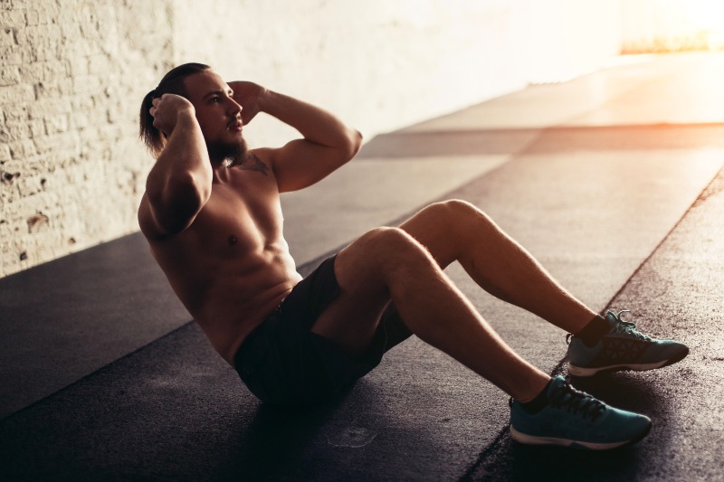 Muscular Man Doing Sit Up | Strength Training