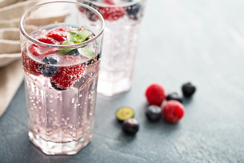 sparkling water mint raspberries blueberries | Diabetes causes