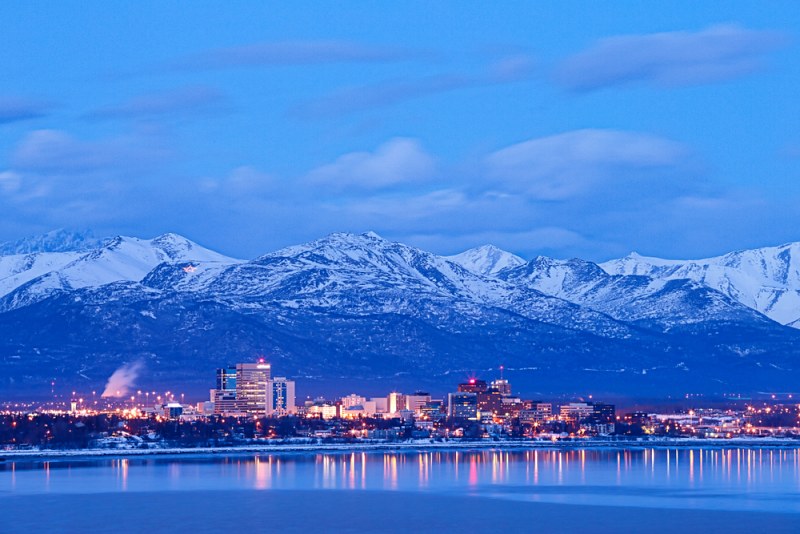 anchorage alaska skyline winter dusk chugach | best places to retire in the world