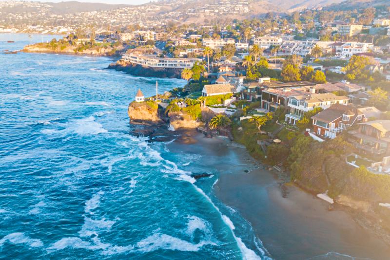 california coastline sunset aerial view houses | best places to retire in the us