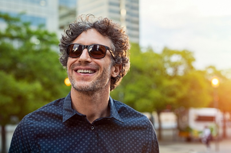 portrait smiling man wearing sunglasses looking | how to improve my mental health