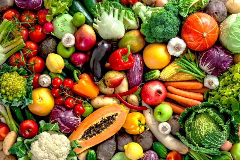 assortment fresh fruits vegetables | estrogen dominance symptoms