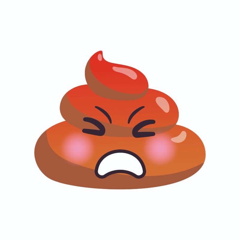 Shit or turd emoji vector icon with angry face in red colors for digestion problems-Different Types of Poop