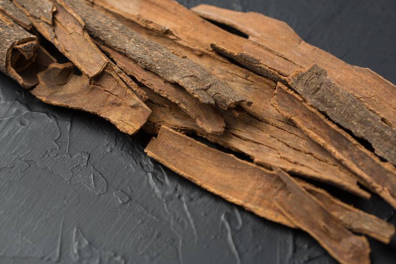 Cassia bark on black background-Diabetes Herbal Treatments