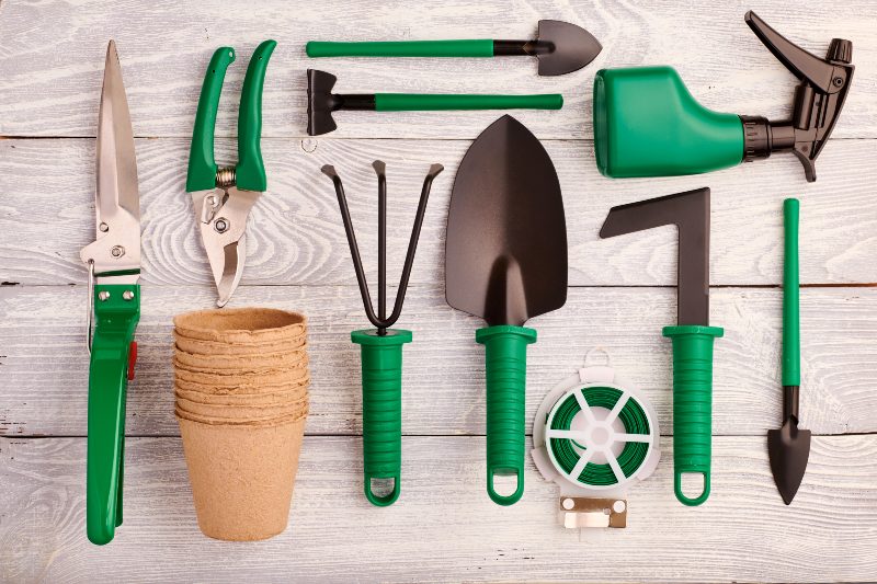 Gardening Tools on Wooden Background Flat Lay Top View | Senior Gift