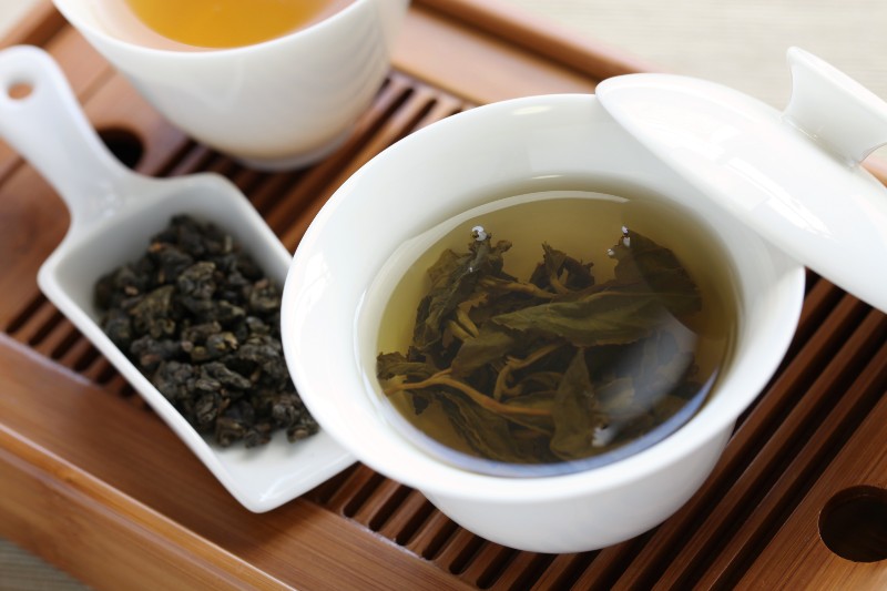 traditional chinese tea ceremony,oolong tea, gaiwan, tasting cup, bamboo tea tray-oolong tea