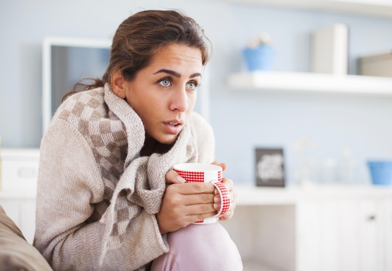 Woman Feeling Cold | Low Iodine Symptoms