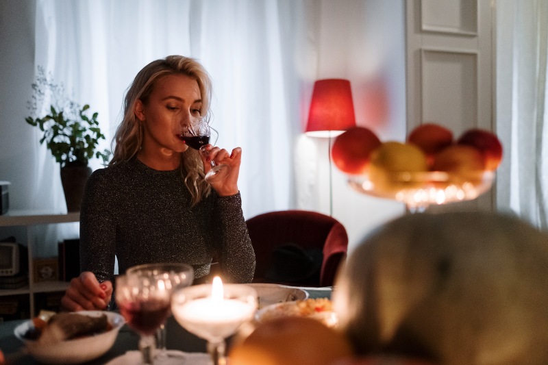Woman in Black Long Sleeve Shirt Drinking Red Wine | Mediterranean Diet