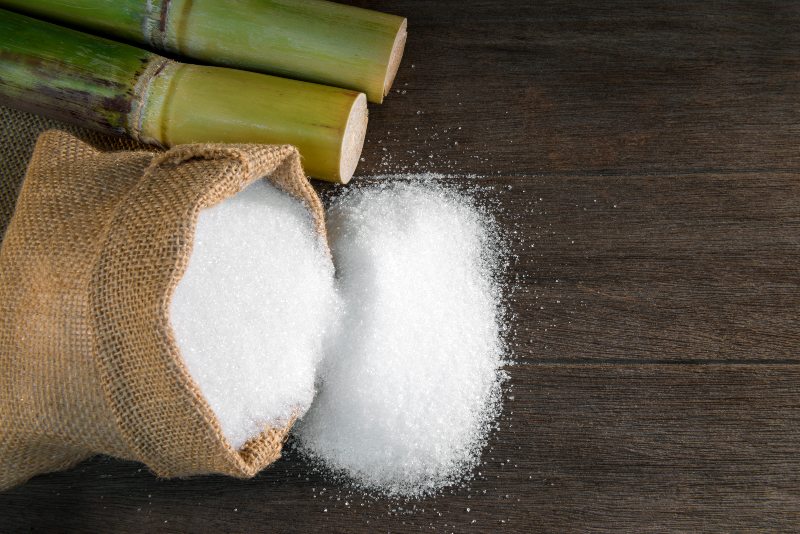White Sugar in Bag Sack with Fresh Green Sugar Cane | HCG Diet Protocol