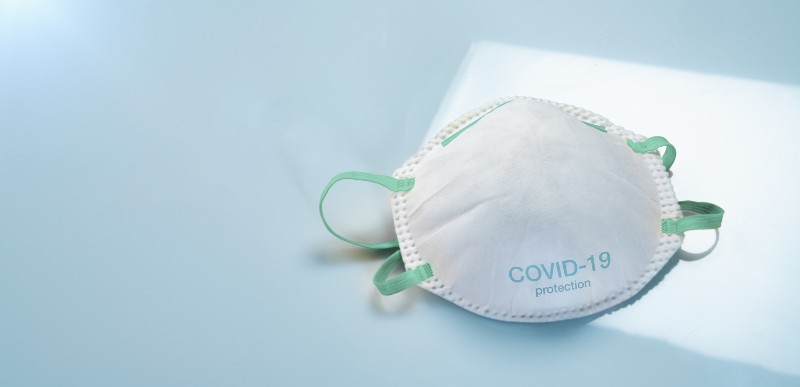 Anti virus protection mask ffp2 standart to prevent corona COVID-19 and Sars-CoV-2 infection | flurona