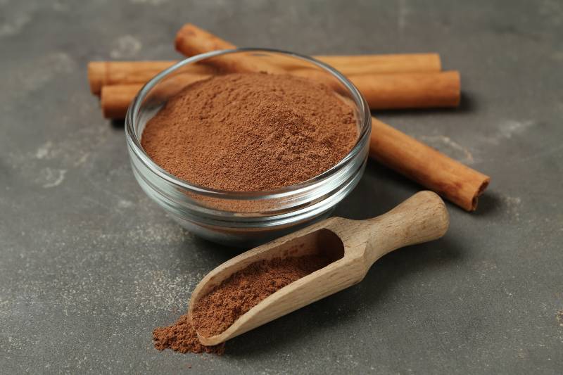 Cinnamon sticks and powder on grey table | Natural Blood Thinners