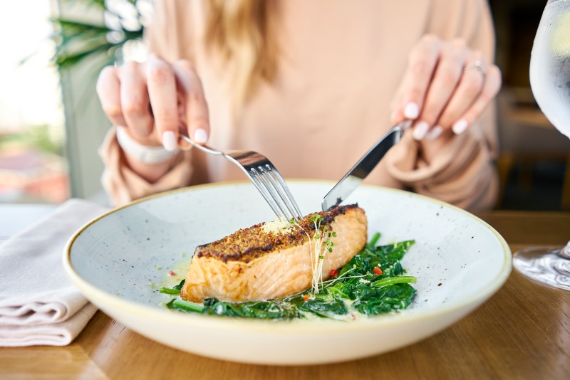 Salmon Steak Fillet with a Grainy Mustard and Spinach | Keto for Women over 50