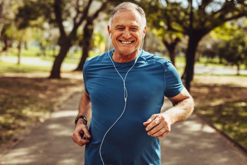 Portrait senior man fitness wear running | What to avoid after stent