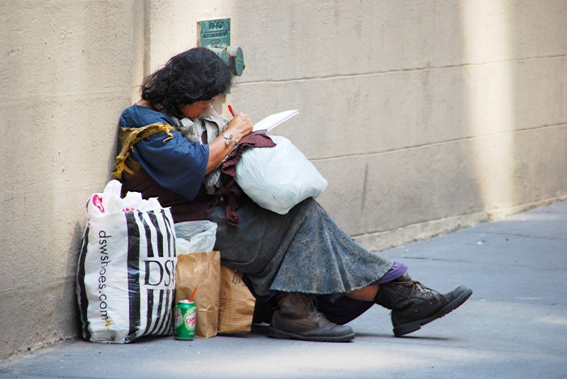 Homeless Woman Street Writing | Bag Lady Syndrome