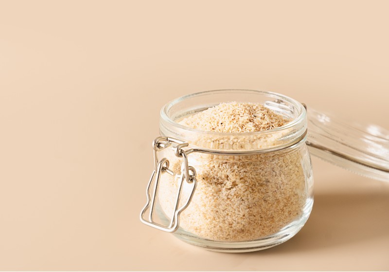 Psyllium husk in glass jar soluble fiber supplement for intestinal | Psyllium Husk can aid in detoxification and cleansing.