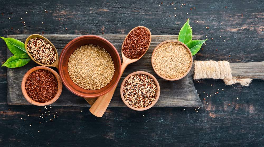 Quinoa Benefits | Benefits of Quinoa _ Set of quinoa | Red, white and brown quinoa.